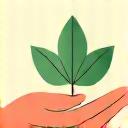 Icon de sustenabilitate: plantă crescând dintr-o mână